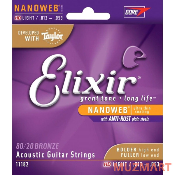 Elixir 11182 NanoWeb Струны для акустической гитары