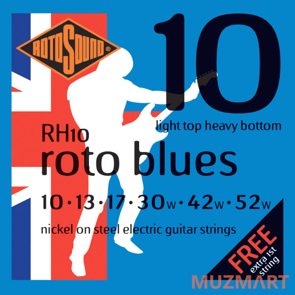 Rotosound ROTOSOUND RH10 STRINGS NICKEL LIGHT TOP/HEAVY BOTTOM Струны для электрогитары
