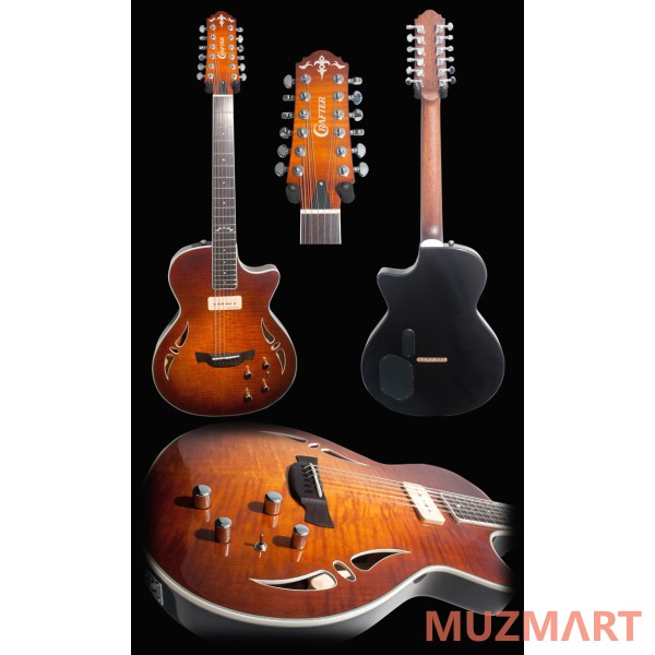 Crafter SAT-12 TMVS 12-ти струнная полуакустическая гитара с кейсом