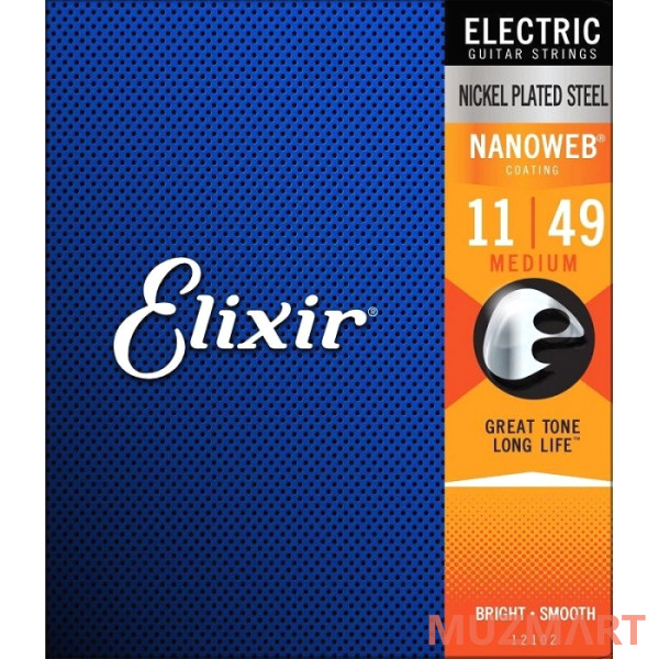 Elixir 12102 ANTI-RUST Nanoweb Medium Струны для электрогитары
